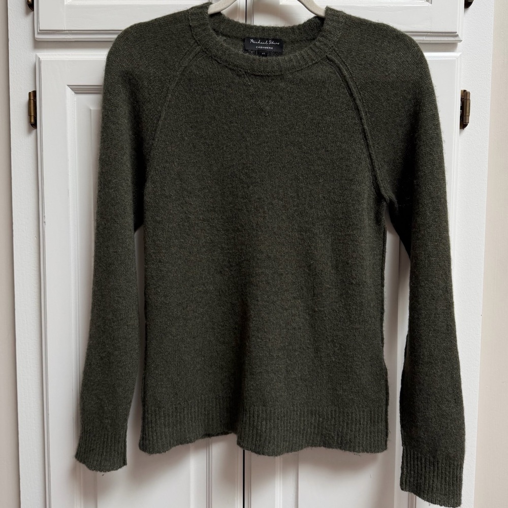Michael Stars 100% Cashmere Crewneck Sweater in Forest Green Size XS